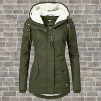 Pleated Cotton Winter Jacket with Hood - Mila-Olive Green-S-State of Style