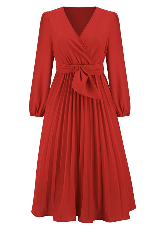 Pleated Dress For Women | Elegant & Versatile-Red-S-State of Style