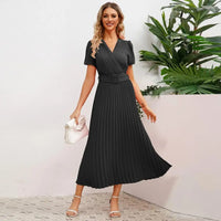 Pleated Midi Wrap Dress - Sophie-Blue-XS-State of Style