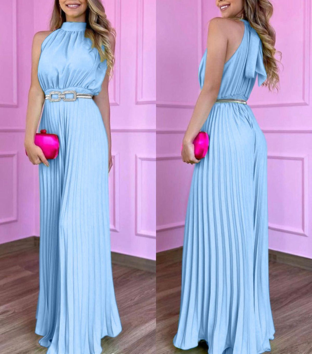 Plissé Jumpsuit – Gaia | Gorgeous airy summer look-S-Blue-State of Style