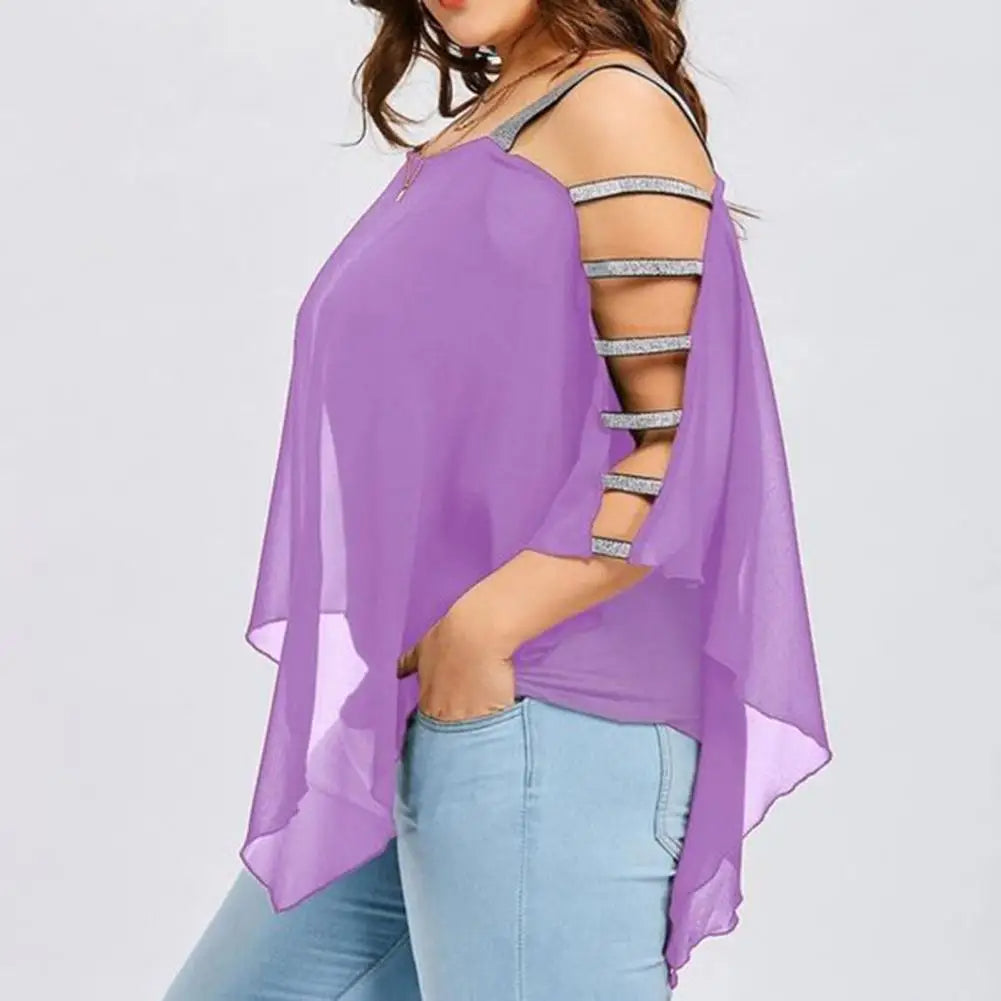 Plus Size Batwing Sleeve Tee with Boat Neck-Dark Blue-2XL-State of Style