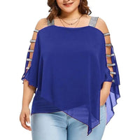 Plus Size Batwing Sleeve Tee with Boat Neck-Dark Blue-2XL-State of Style