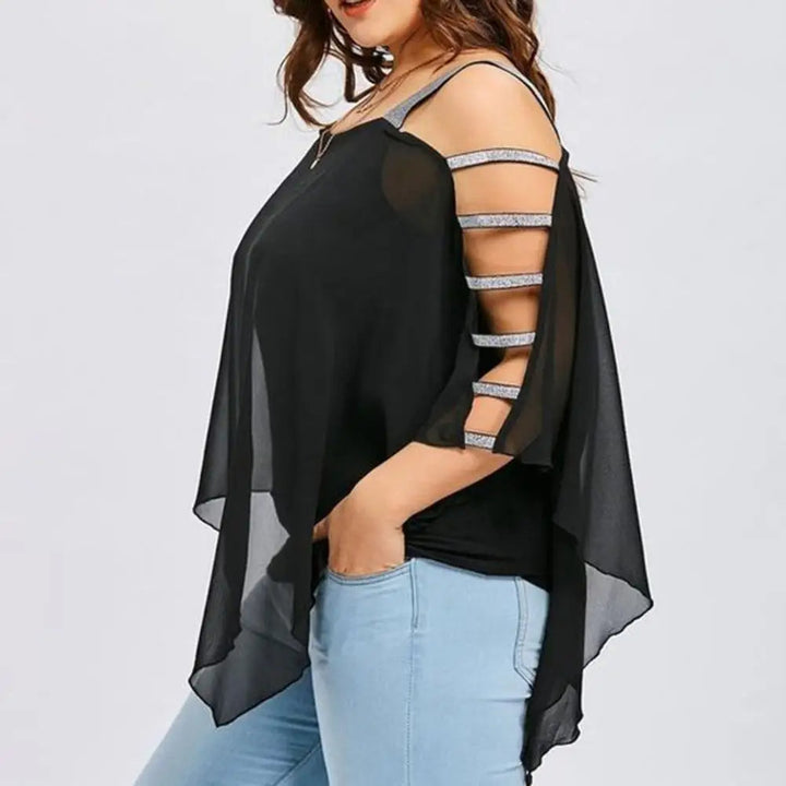 Plus Size Batwing Sleeve Tee with Boat Neck-Dark Blue-2XL-State of Style