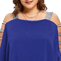 Plus Size Batwing Sleeve Tee with Boat Neck-Dark Blue-2XL-State of Style