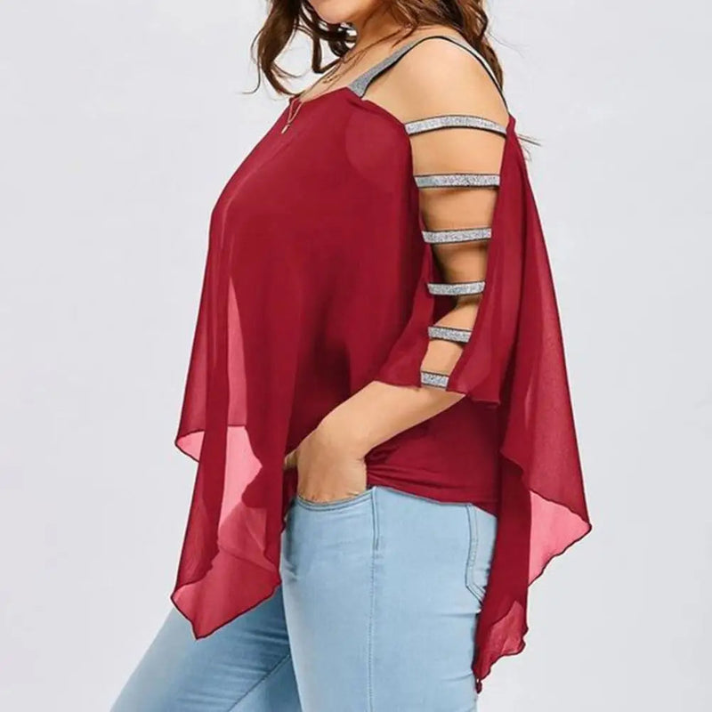 Plus Size Batwing Sleeve Tee with Boat Neck-Dark Blue-2XL-State of Style