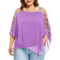 Plus Size Batwing Sleeve Tee with Boat Neck-Purple-2XL-State of Style