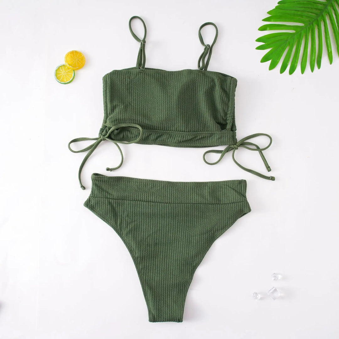 Plus Size Beach Babe Bikini Set with Side Tie-Black-2XL-State of Style