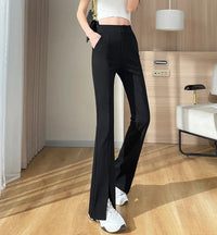 Plus Size Black Flare Pants with Slit – High-Waisted & Stylish-Short-S-State of Style