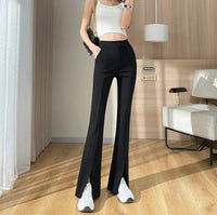 Plus Size Black Flare Pants with Slit – High-Waisted & Stylish-Short-S-State of Style