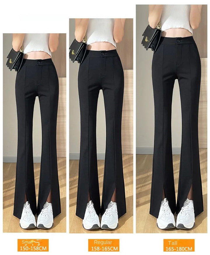 Plus Size Black Flare Pants with Slit – High-Waisted & Stylish-Short-S-State of Style