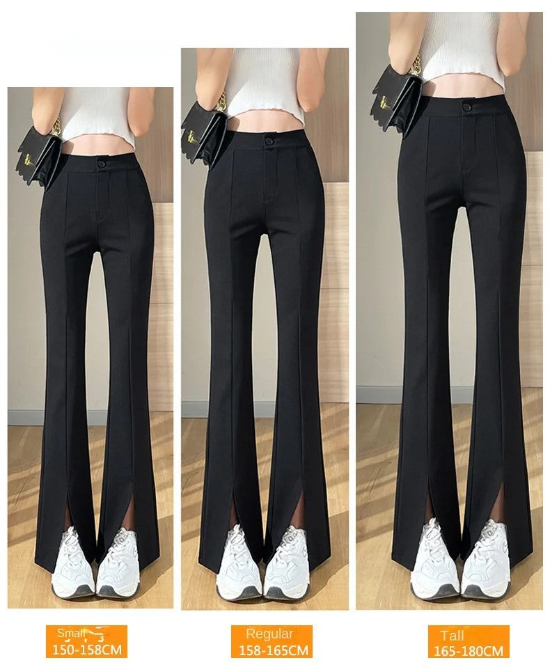 Plus Size Black Flare Pants with Slit – High-Waisted & Stylish-Short-S-State of Style