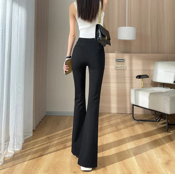 Plus Size Black Flare Pants with Slit – High-Waisted & Stylish-Short-S-State of Style