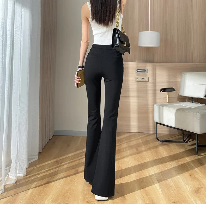 Plus Size Black Flare Pants with Slit – High-Waisted & Stylish-Short-S-State of Style