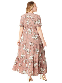 Plus-Size Boho Summer Dress with Floral Print-Green-2XL-State of Style