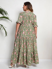 Plus-Size Boho Summer Dress with Floral Print-Green-2XL-State of Style