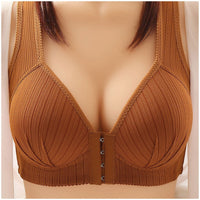 Plus Size Buckle Front Push-Up Bra – Wire-Free & Comfortable-Caramel-12B-State of Style