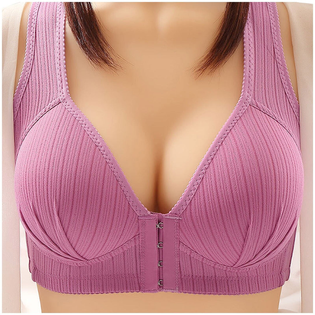 Plus Size Buckle Front Push-Up Bra – Wire-Free & Comfortable-Purple-12B-State of Style
