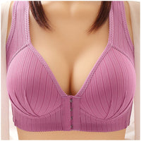 Plus Size Buckle Front Push-Up Bra – Wire-Free & Comfortable-Purple-12B-State of Style