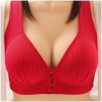 Plus Size Buckle Front Push-Up Bra – Wire-Free & Comfortable-Red-12B-State of Style