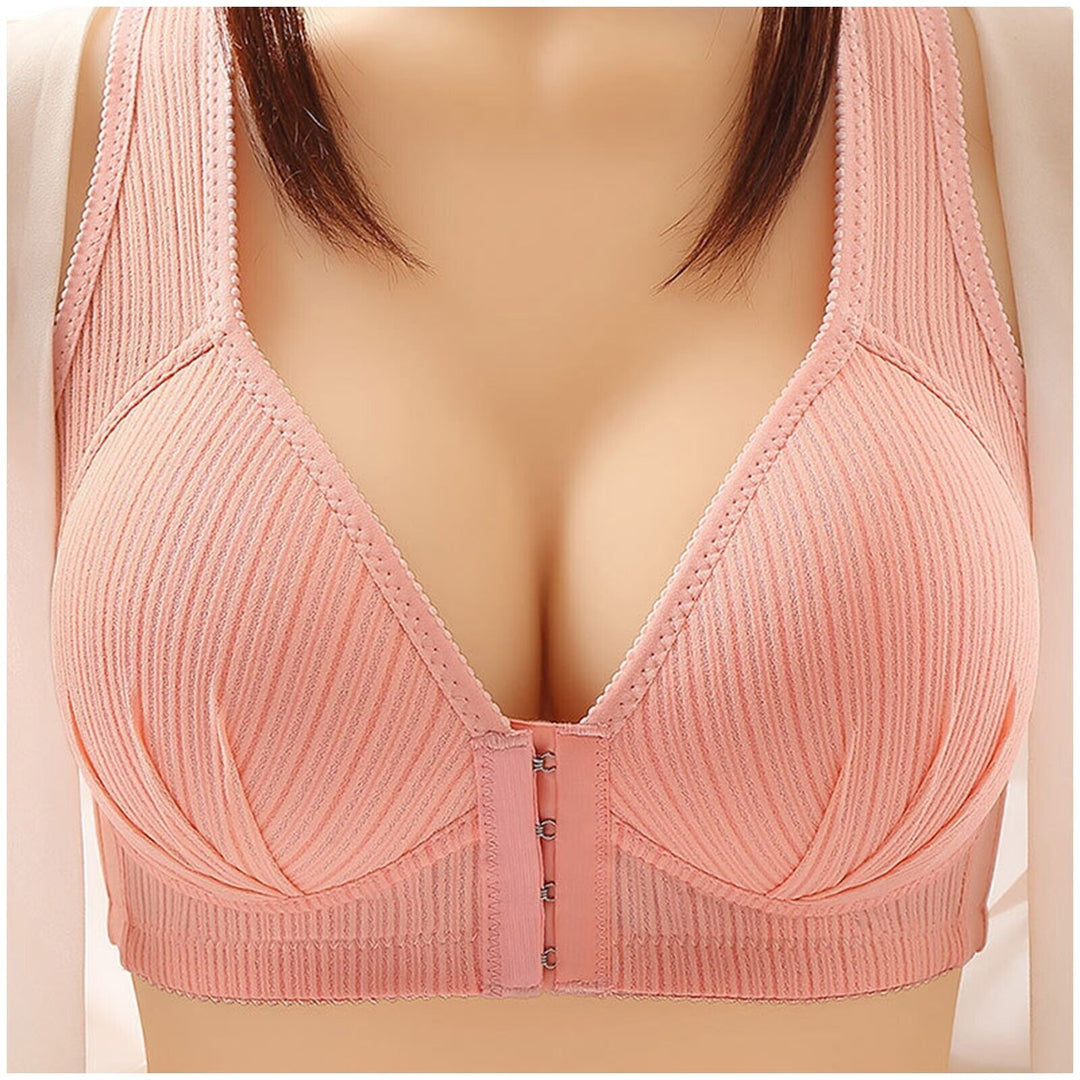 Plus Size Buckle Front Push-Up Bra – Wire-Free & Comfortable-Red Shrimp-12B-State of Style