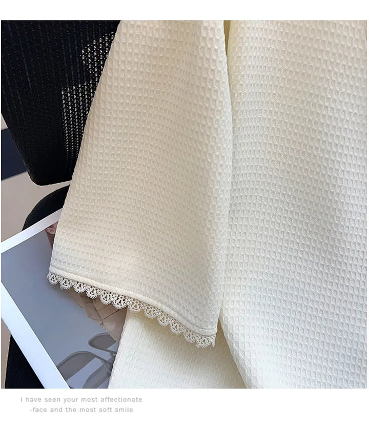 Plus Size Casual T-Shirt Cardigan-Beige-6XL-State of Style