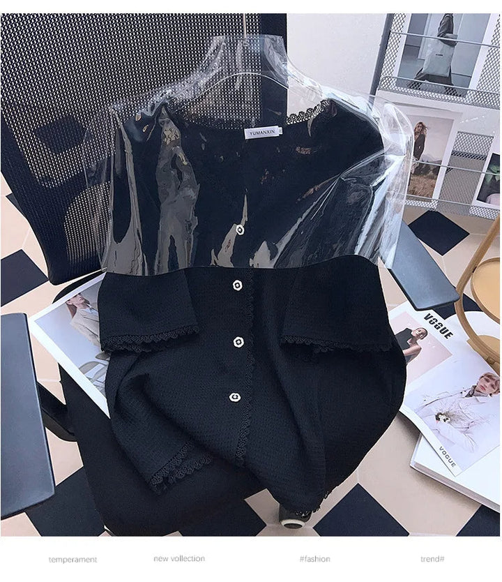 Plus Size Casual T-Shirt Cardigan-Beige-6XL-State of Style