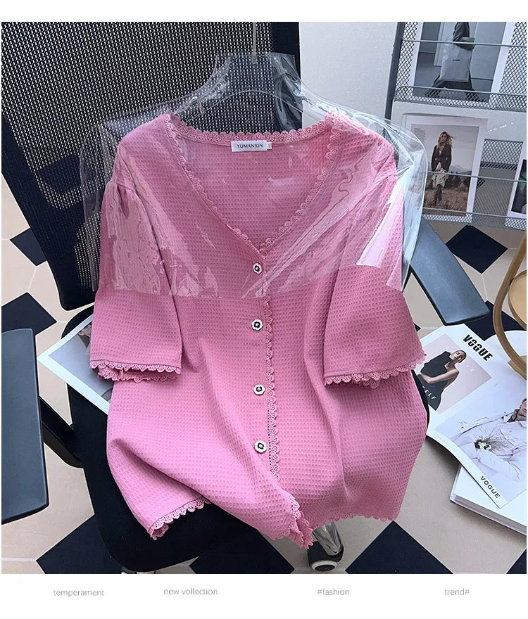 Plus Size Casual T-Shirt Cardigan-Beige-6XL-State of Style