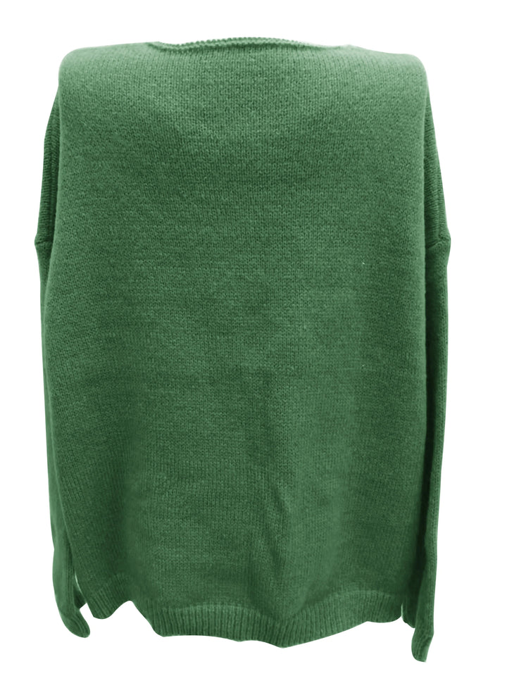 Plus Size Casual V-Neck Sweater for Curvy Women-Dark Khaki-S-State of Style