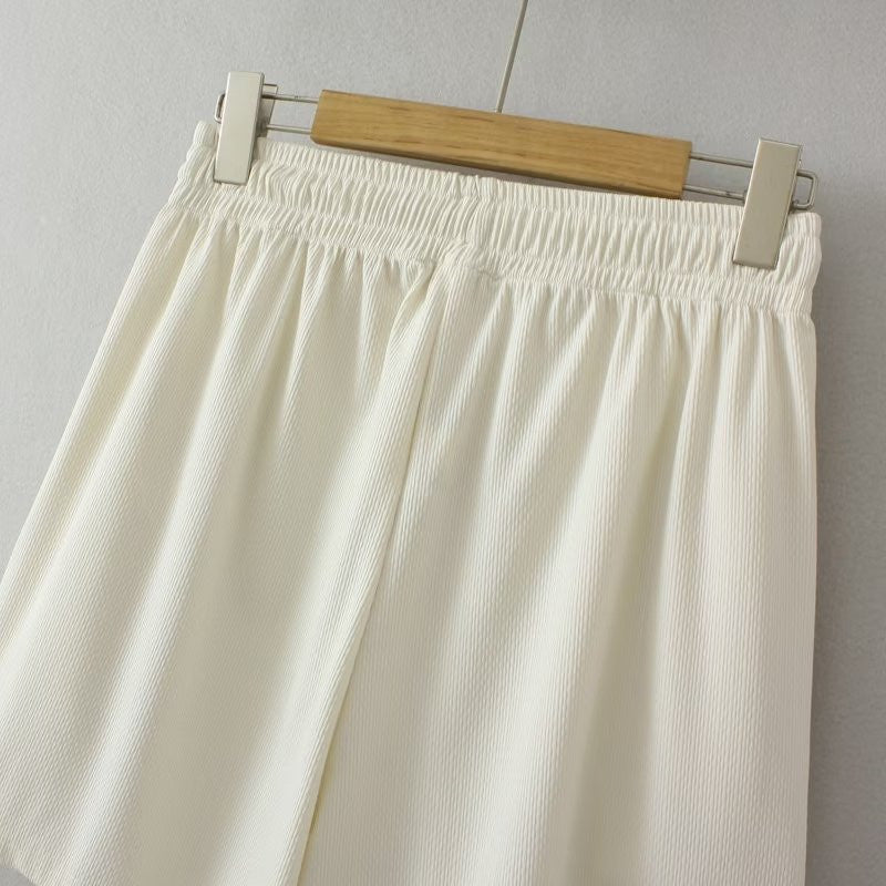 Plus Size Comfort Flow Shorts with Elastic Waistband-Beige-2XL-State of Style