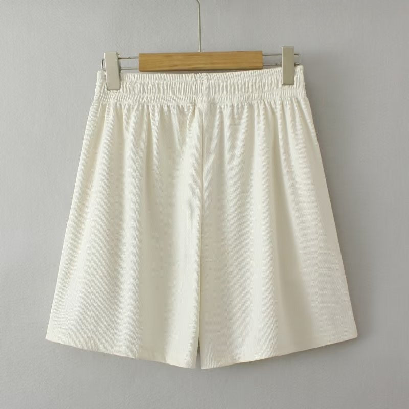 Plus Size Comfort Flow Shorts with Elastic Waistband-Beige-2XL-State of Style