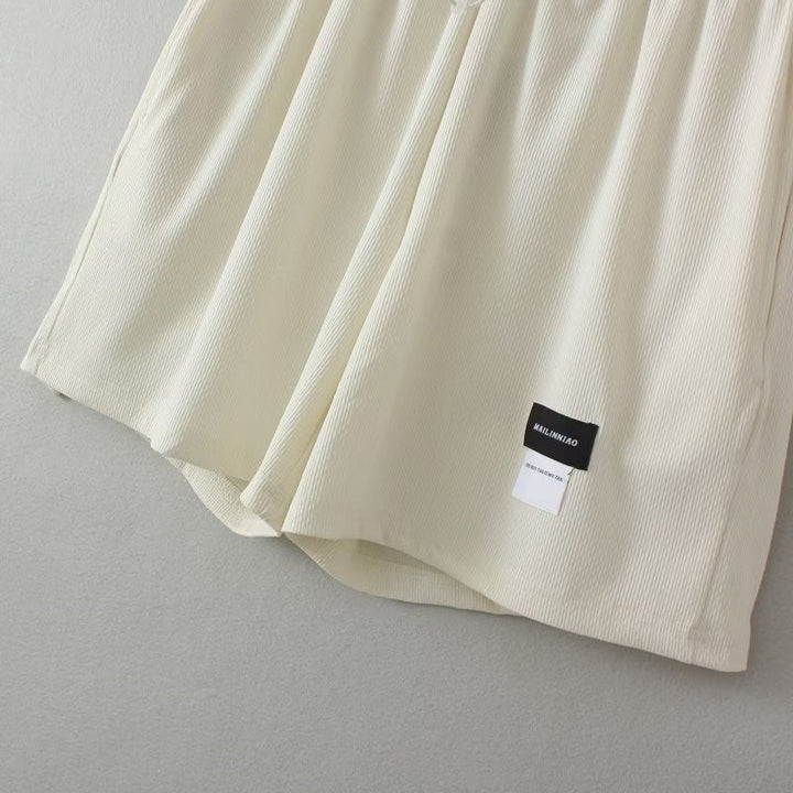 Plus Size Comfort Flow Shorts with Elastic Waistband-Beige-2XL-State of Style