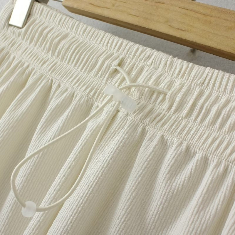 Plus Size Comfort Flow Shorts with Elastic Waistband-Beige-2XL-State of Style