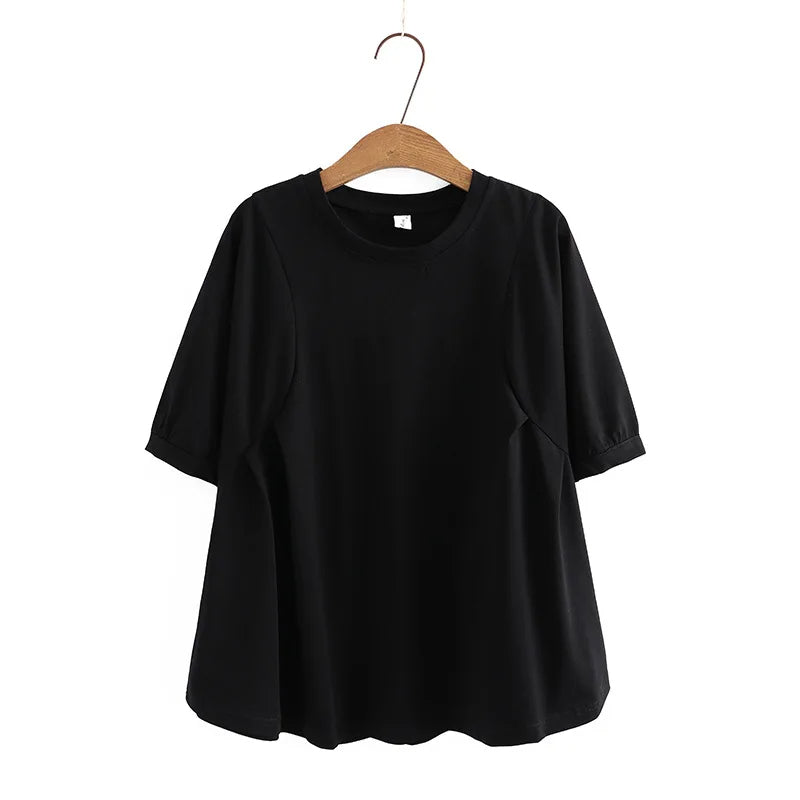 Plus Size Curve Comfort Spring T-Shirt-Black-2XL-State of Style