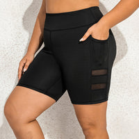 Plus Size CurveFit High-Waisted Biker Shorts-Black with Designed Pocket-2XL-State of Style