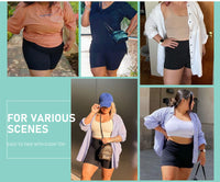 Plus Size CurveFit High-Waisted Biker Shorts-Black with Sheer Pocket-2XL-State of Style