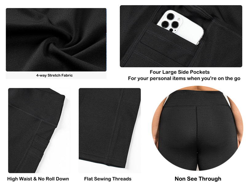 Plus Size CurveFit High-Waisted Biker Shorts-Black with Sheer Pocket-2XL-State of Style