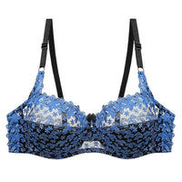 Plus Size Embroidered Lace Push-Up Bra – Elegant & Supportive-Blue-10CD-State of Style