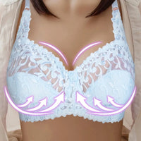 Plus Size Embroidered Lace Push-Up Bra – Elegant & Supportive-Light Blue-10CD-State of Style