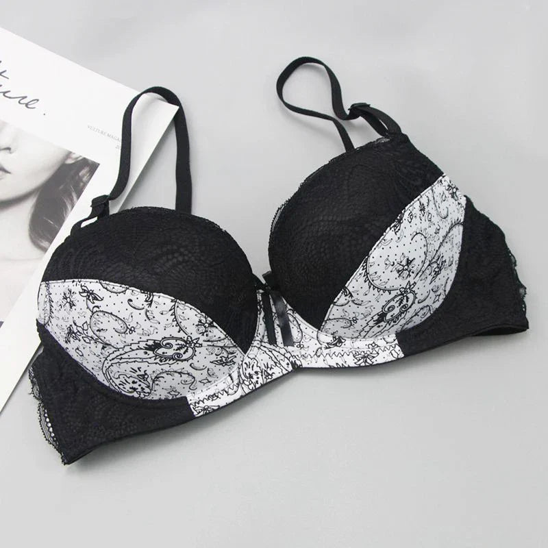 Plus Size Embroidered Lace Push-Up Bra-White-12B-State of Style