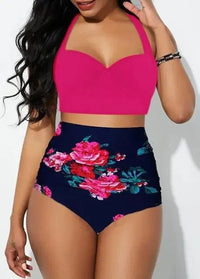 Plus Size Floral Fantasy Push-Up Bikini Set-Pink-2XL-State of Style
