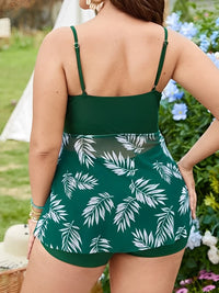 Plus Size Floral Mesh Tankini Duo-Green-2XL-State of Style