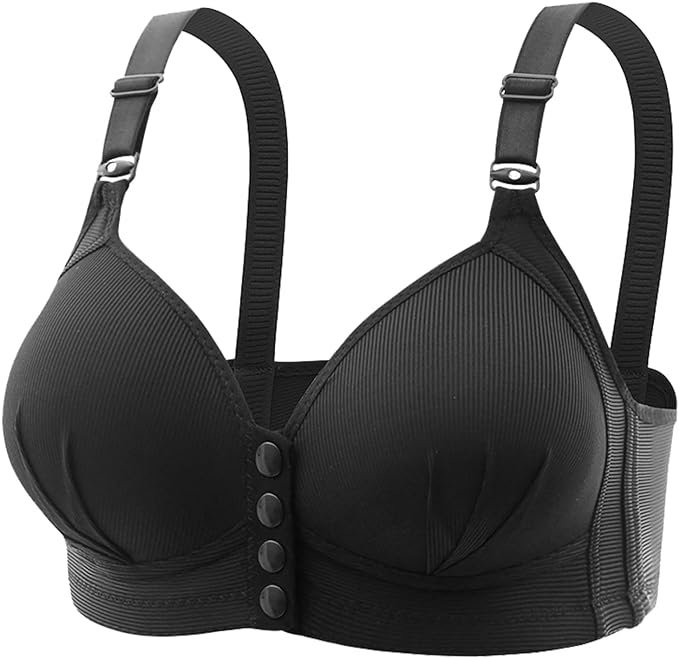 Plus Size Front Buckle Push-Up Bra – Stylish & Supportive-Black-12B-State of Style