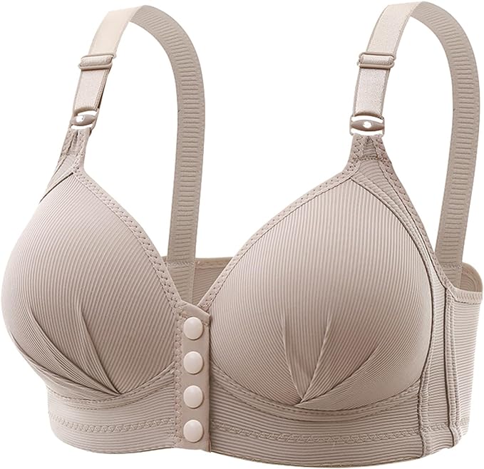 Plus Size Front Buckle Push-Up Bra – Stylish & Supportive-Cream Ash-12B-State of Style