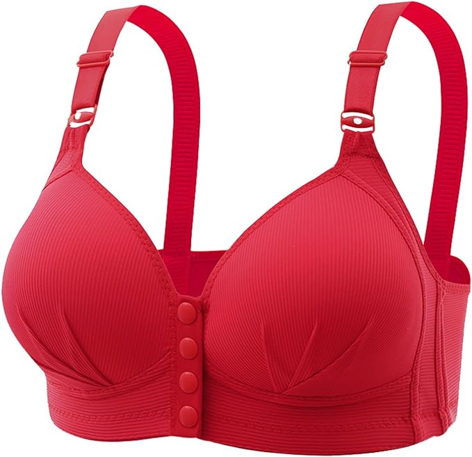 Plus Size Front Buckle Push-Up Bra – Stylish & Supportive-Red-12B-State of Style