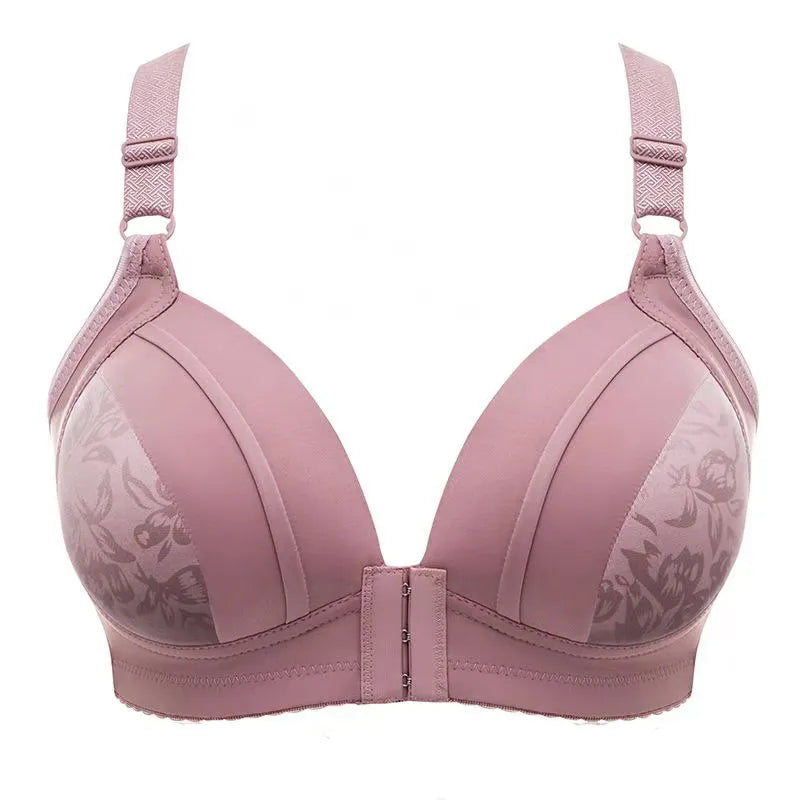 Plus Size Front Button Push-Up Bra – Comfortable & Supportive-Bean Paste-12B-State of Style