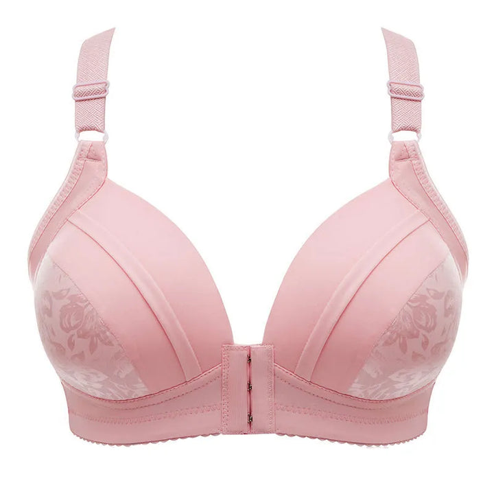 Plus Size Front Button Push-Up Bra – Comfortable & Supportive-Pink-12B-State of Style