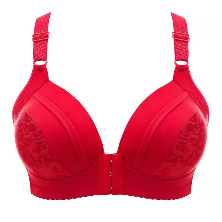 Plus Size Front Button Push-Up Bra – Comfortable & Supportive-Red-12B-State of Style