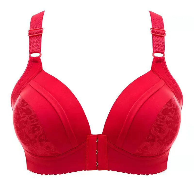 Plus Size Front Button Push-Up Bra – Comfortable & Supportive-Red-12B-State of Style