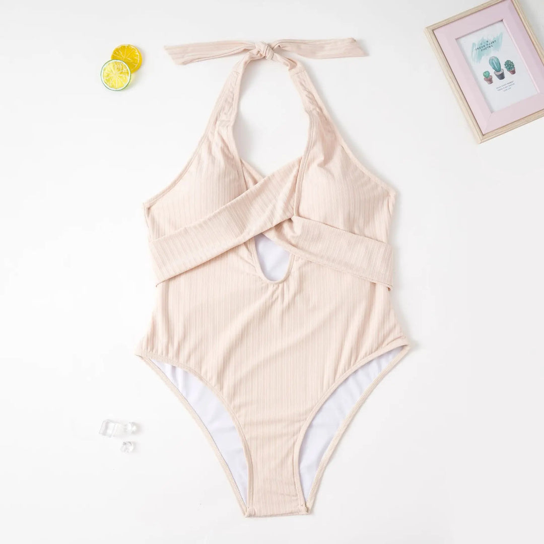 Plus Size High Waisted Curve-Hugging Bikini-Khaki-2XL-State of Style