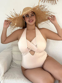 Plus Size High Waisted Curve-Hugging Bikini-Khaki-2XL-State of Style